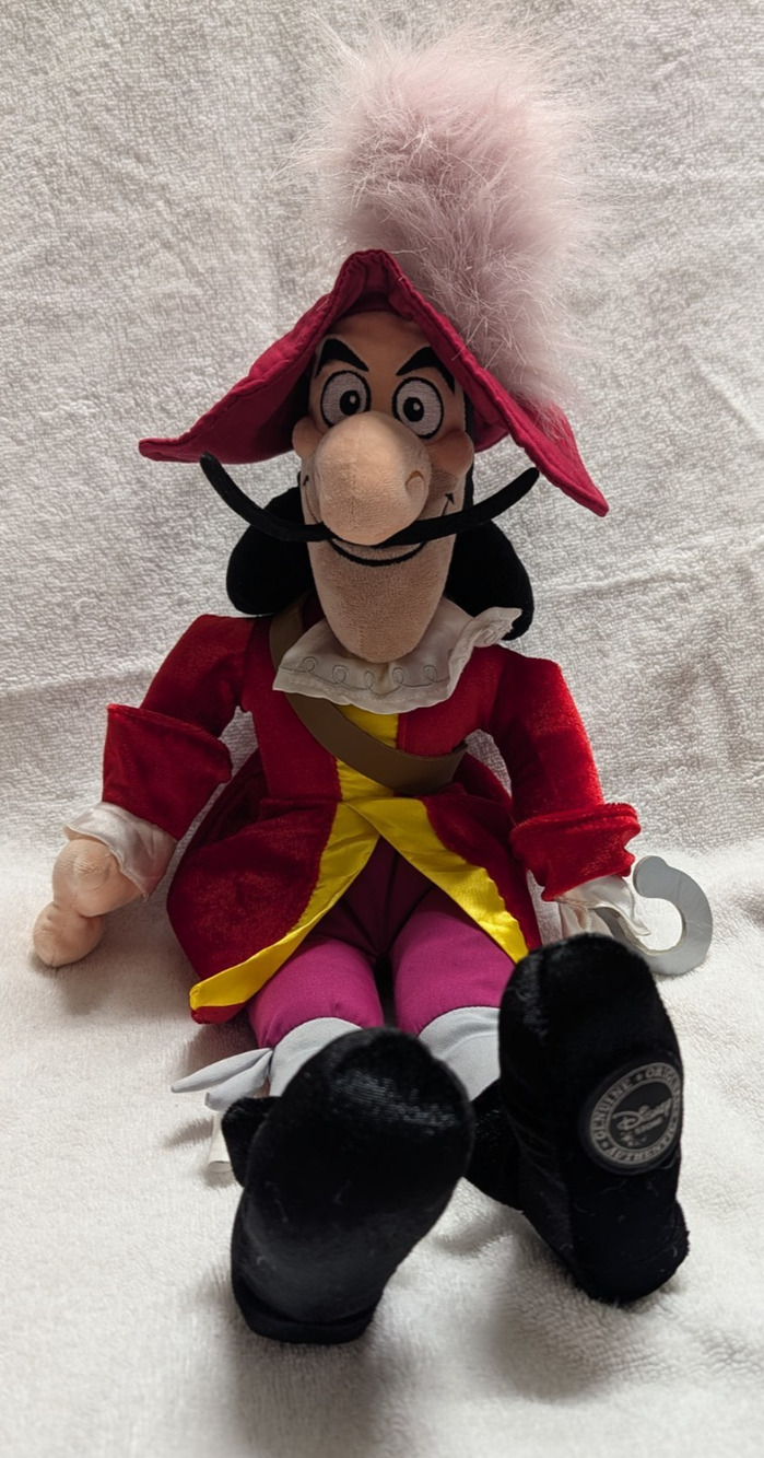Disney Store Captain Hook Plush Pirate 21" inch doll from Peter Pan movie